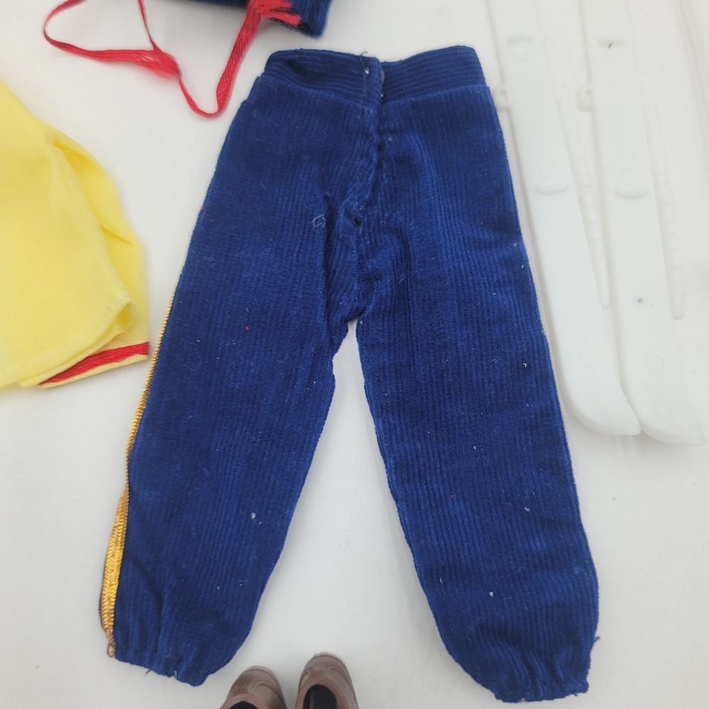 VTG Ken Barbie Doll Ski Outfit Blue Corduroy Jacket Pants Skis Poles Boots Set - Picture 7 of 8